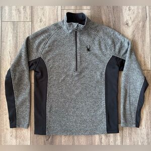 SPYDER Sweater Men’s MED Outbound Core 1/4 Zip Midweight Second Layer Gray Black